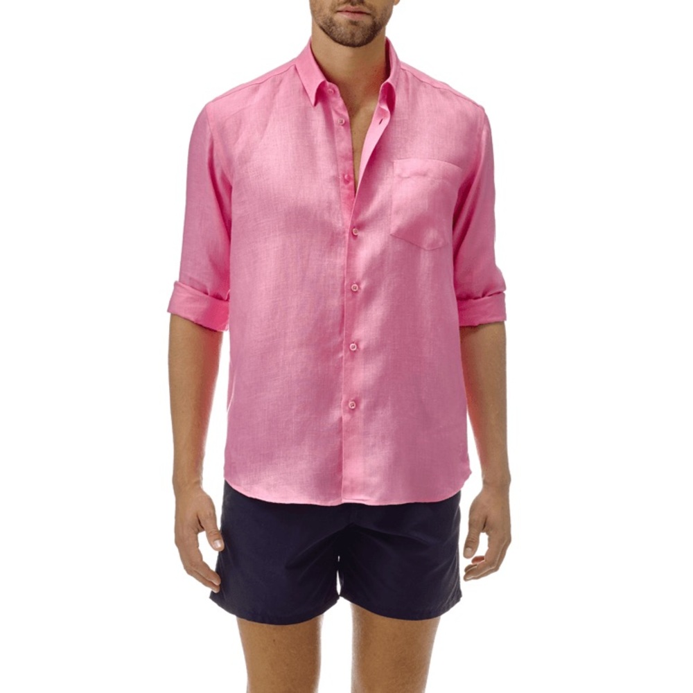Like new 100% Linen Pink Vilebrequin Shirt- Large